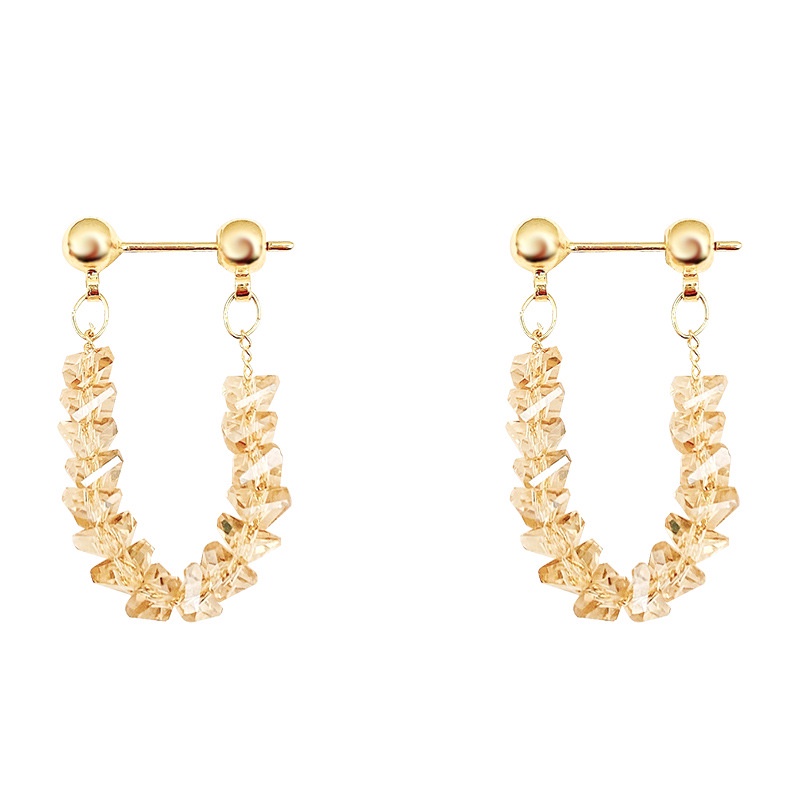Anting Rumbai Kristal Perempuan -grade Cahaya Mewah Telinga Dekorasi Manis Dan Tipis Dua Tali Anting