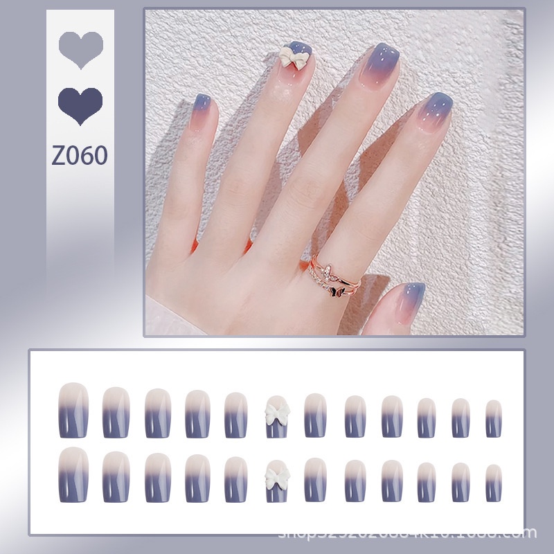 X86 24 Pcs DIY Kuku Palsu French Cool Finger Nail Art Stiker Kuku Palsu