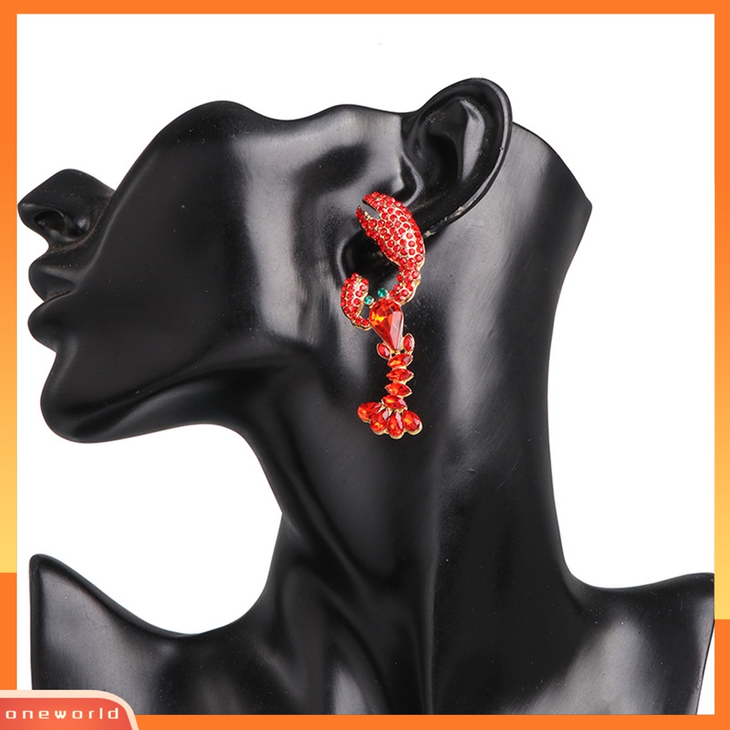 [WOD] Anting Menjuntai Kreatif Berlian Imitasi Hidup Lucu Lobster Sexy Eardrop Untuk Hadiah