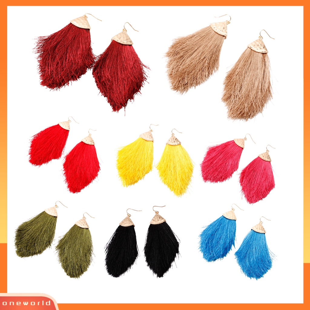 [WOD] 1pasang Anting Wanita Rumbai Gaya Bohemia Fringe Anting Drop Ringan Untuk Pakaian Sehari-Hari