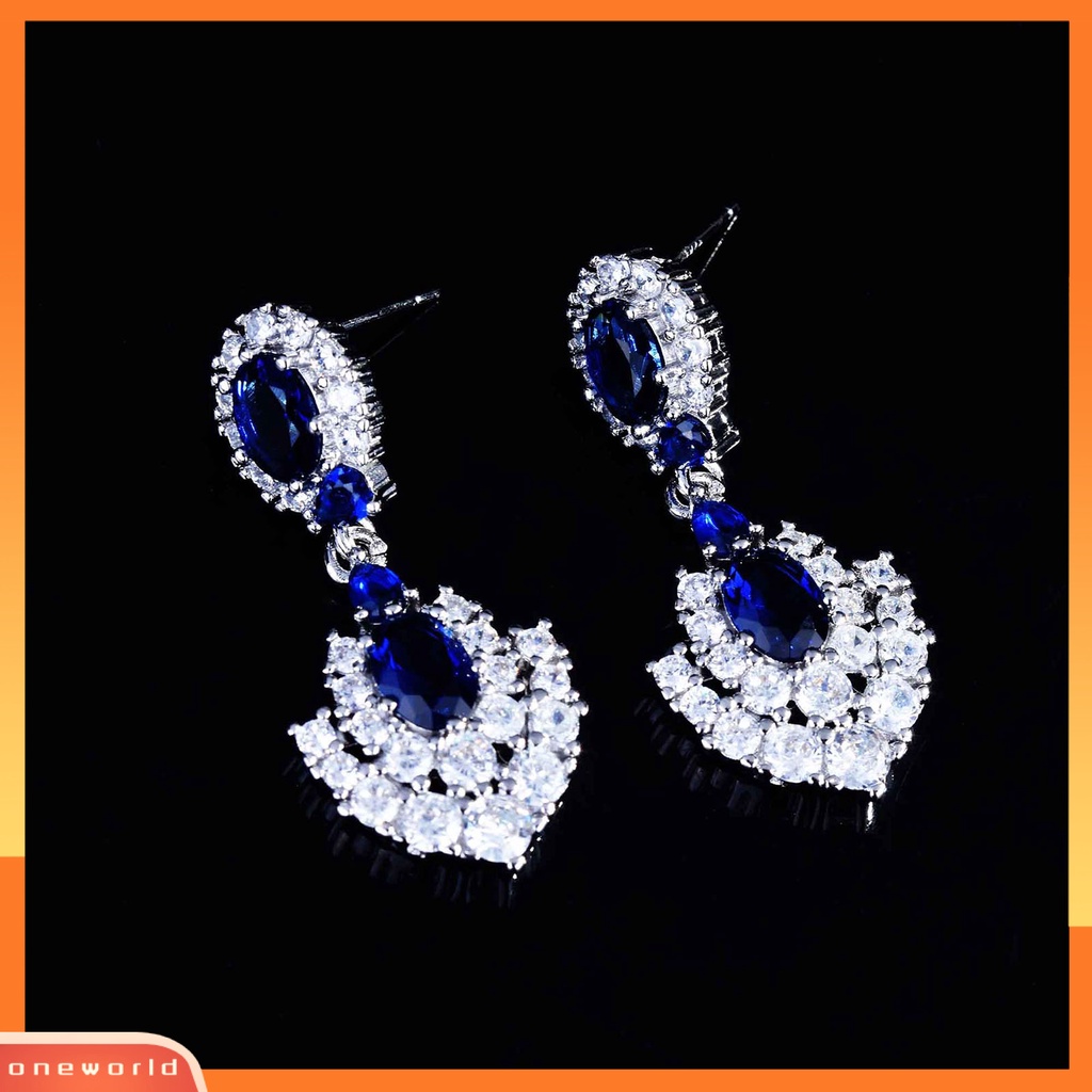 [WOD] Drop Earrings Geometris Imitasi Tanzanite Perhiasan Halus Terang Kilau Stud Earrings Perhiasan Liontin Untuk Perjamuan