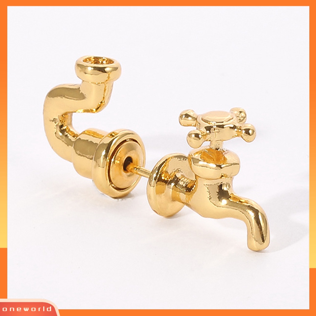 [WOD] 1pc Anting Tusuk Telinga Gaya Punk Bahan Zinc Alloy 3D Faucet Anting Tusuk Kreatif Untuk Pesta