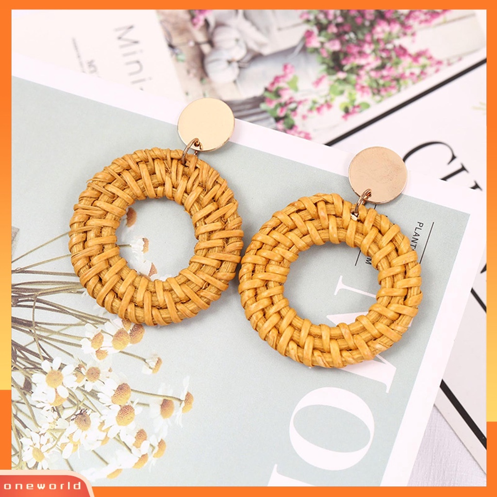 [WOD] 1pasang Anting Wanita Handmade Geometris Vintage Ringan Elegan Menjuntai Earrings Untuk Perjamuan