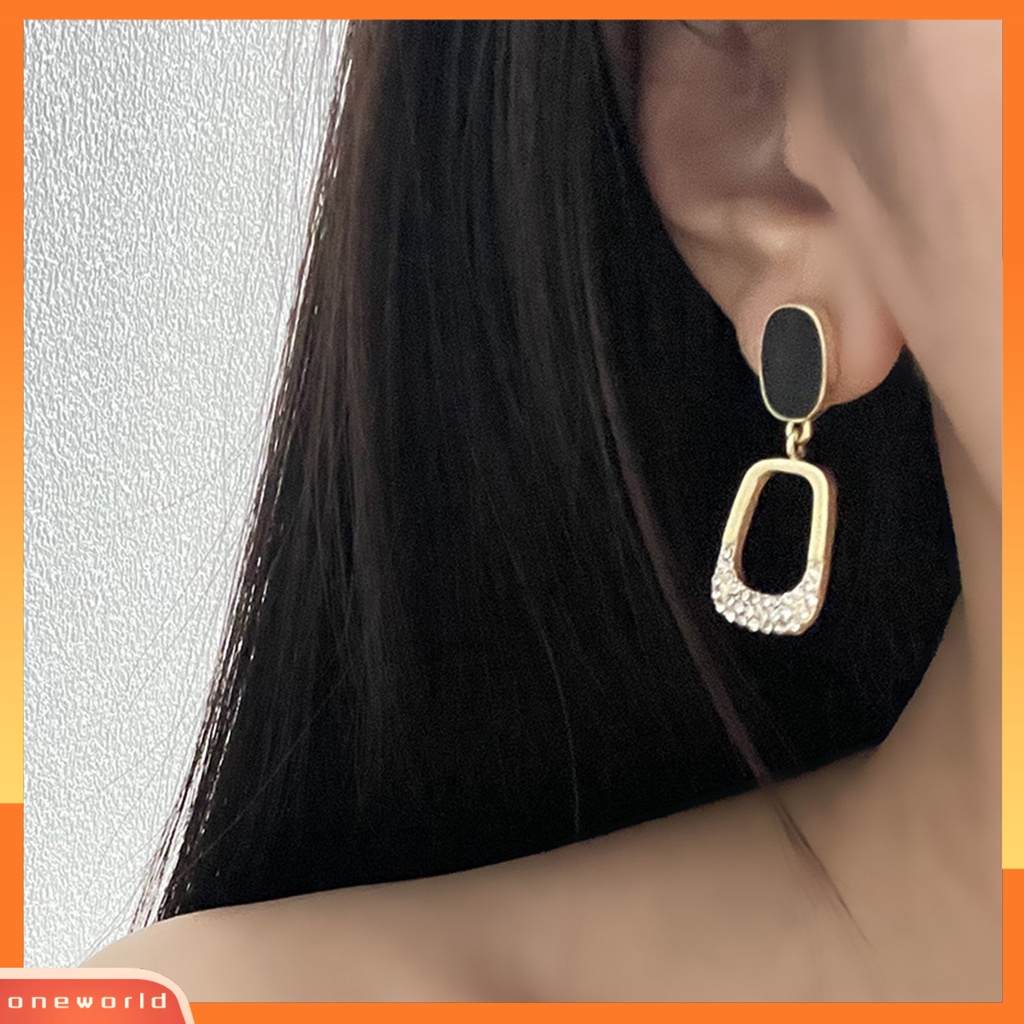 [WOD] 1pasang Anting Wanita Perhiasan Berlian Imitasi Persegi Gaya Korea Geometris Menjuntai Earrings Untuk Pesta Cocktail