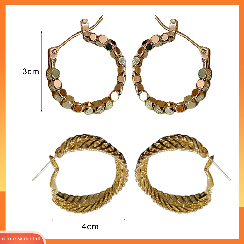 [WOD] 1pasang Anting Wanita Bentuk Bulat High-end Berongga Keluar Vintage Huggie Earrings Hadiah