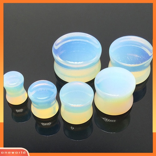 [WOD] 1pc 5-18mm Opalite Double Flared Saddle Gauges Ear Plug Tindik Tandu Keren