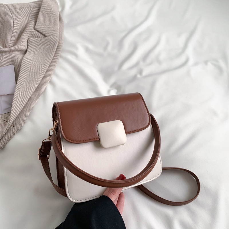 Tas wanita 2023 musim semi versi Korea trendi baru dari warna kontras tas tangan in tekstur fashion gaya luar negeri Messenger tas persegi kecil