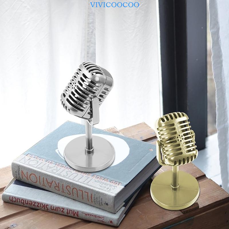 Vivi Alat Peraga Mikrofon Vintage Yang Ditingkatkan Model Retro Microphone Stage Table Decoration