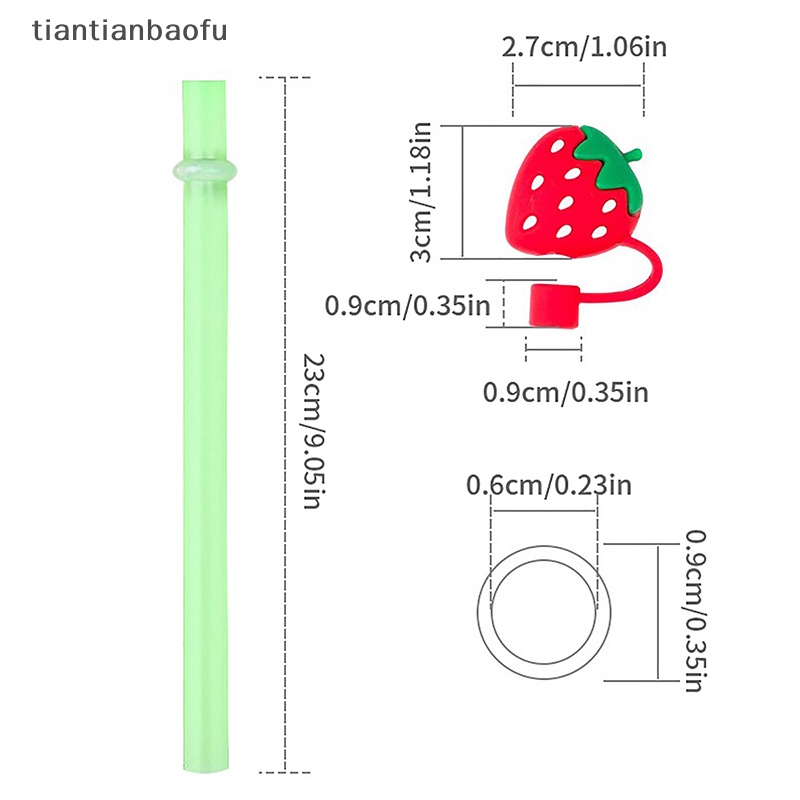 [tiantianbaofu] Sedotan Silikon Plug Sedotan Kartun Minum Tutup Debu Straw Tips Cover Sedotan Butik