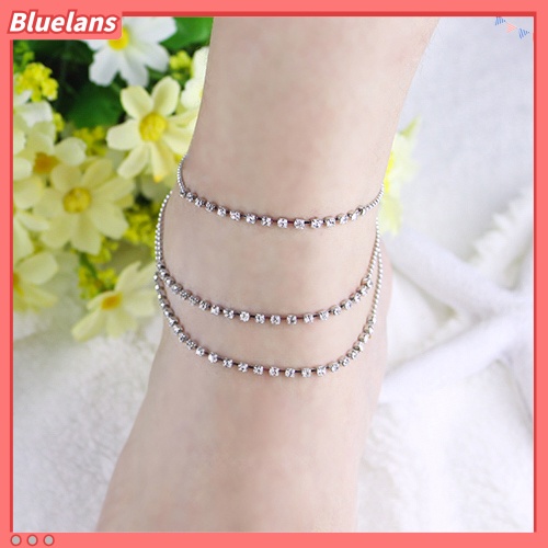 [BLS] Wanita Musim Panas Pantai 3baris Berlian Imitasi Gelang Kaki Rantai Ankle Bracelet Foot Jewelry