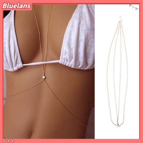 [BLS] Wanita Crossover Bintang Harness Bikini Tubuh Perut Pinggang Kalung Rantai Perhiasan