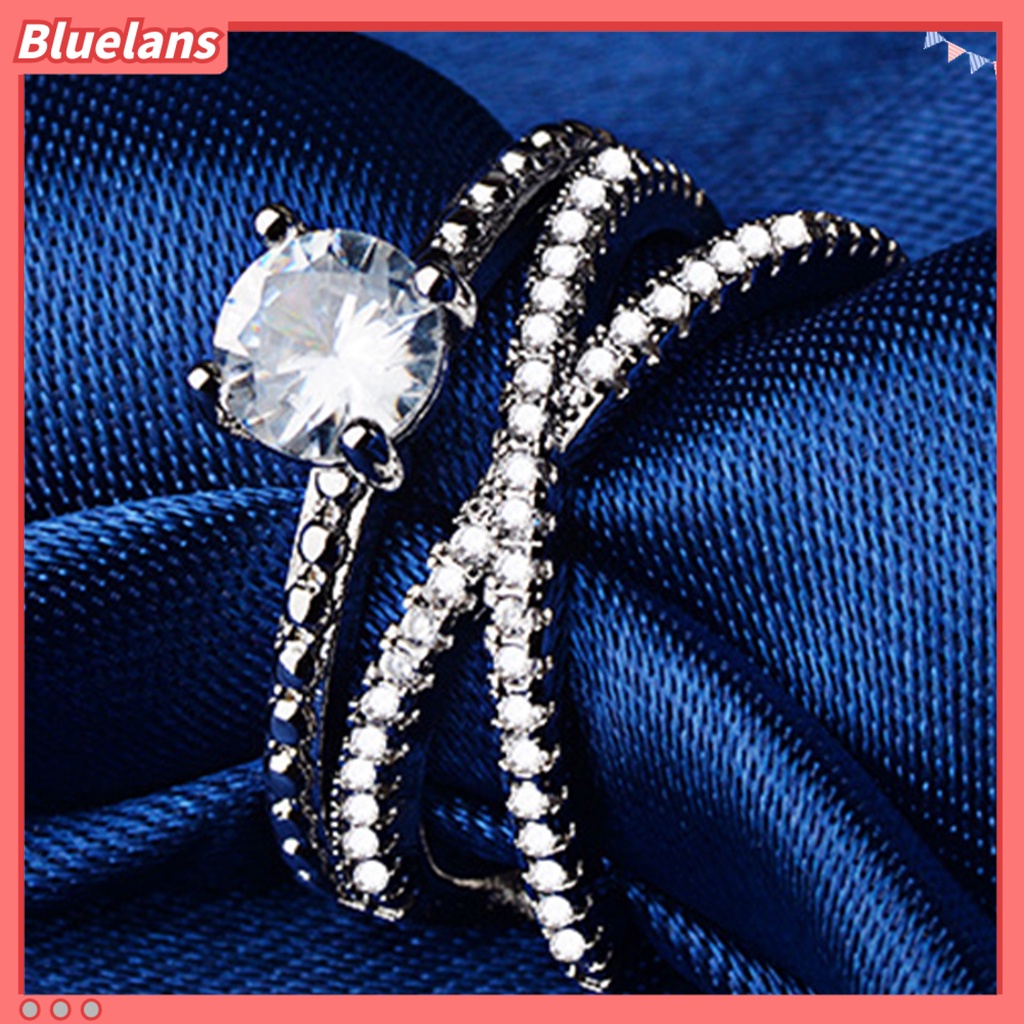 [BLS] Glamour Woman Faux Gemstone Pengantin Pernikahan Pertunangan Cross Cincin Jari Perhiasan