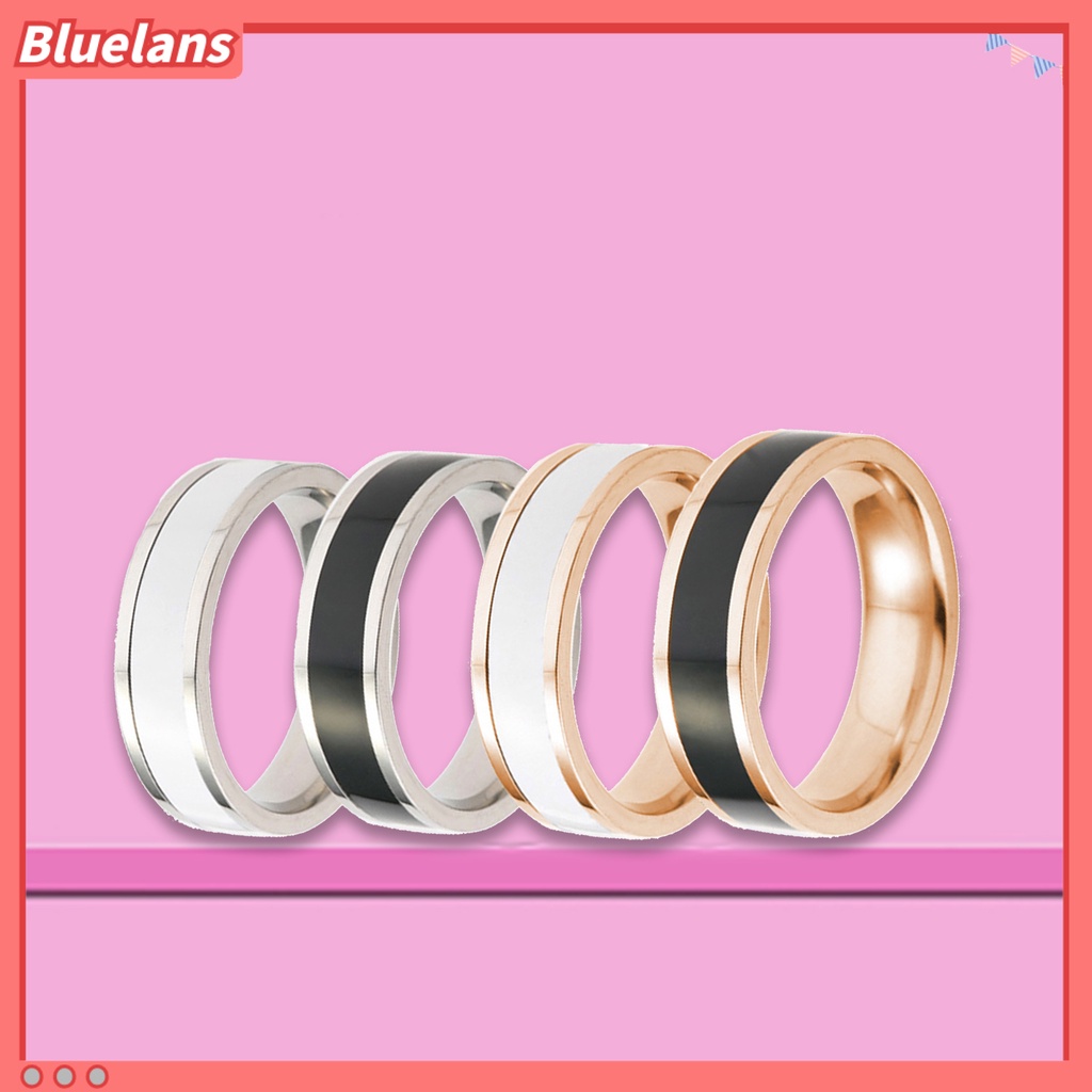 [BLS] Cincin Fashion Hias Titanium Steel Unisex Pita Jari Sederhana Untuk Kehidupan Sehari-Hari