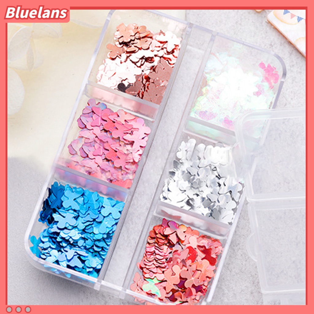 [BLM] 6kisi-kisi /Box Payet Kuku Tipis Rounded Corners Lightweight Butterfly Nail Art Sequin Untuk Wanita