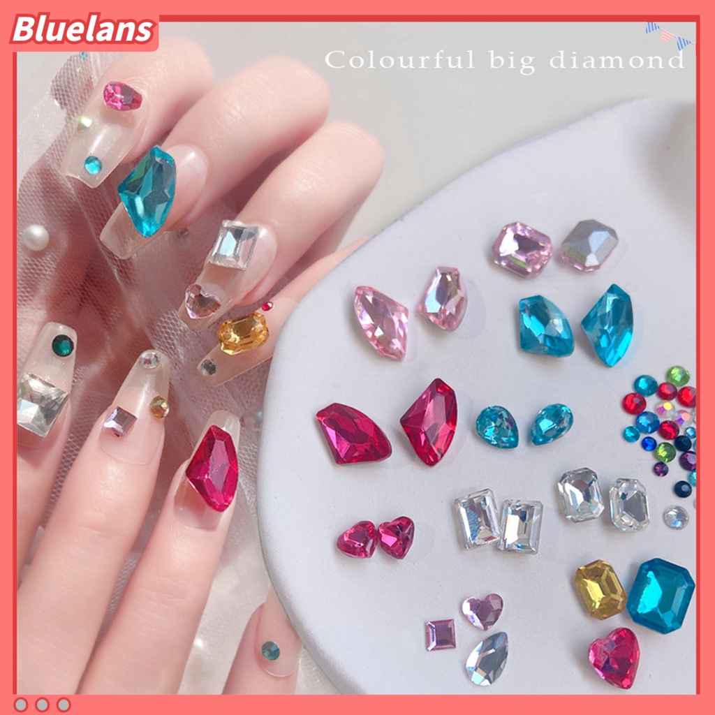 [BLM] Nail Rhinestones Indah DIY Ringan Nail Art Multi-faceted Love Dekorasi Untuk Wanita