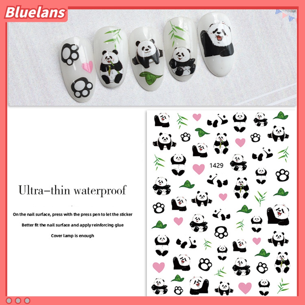 [BLM] Desain Daun Panda Lucu Stiker Kuku Tempel Dekoratif Mudah Perekat DIY Kertas Nail Art Stiker Perlengkapan Kuku