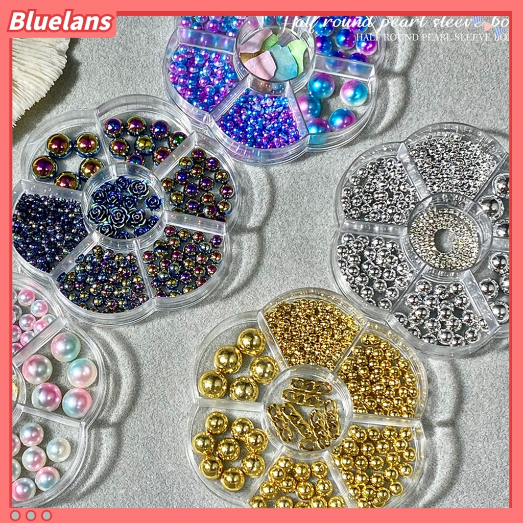 [BLM] 1kotak3/5/6 /8 /10mm Kuku Mutiara Imitasi Tiga Dimensi Mengkilap Gloss DIY Mini Setengah Bulat Mutiara Imitasi Kerajinan Nail Art Decor Manicurist Supply