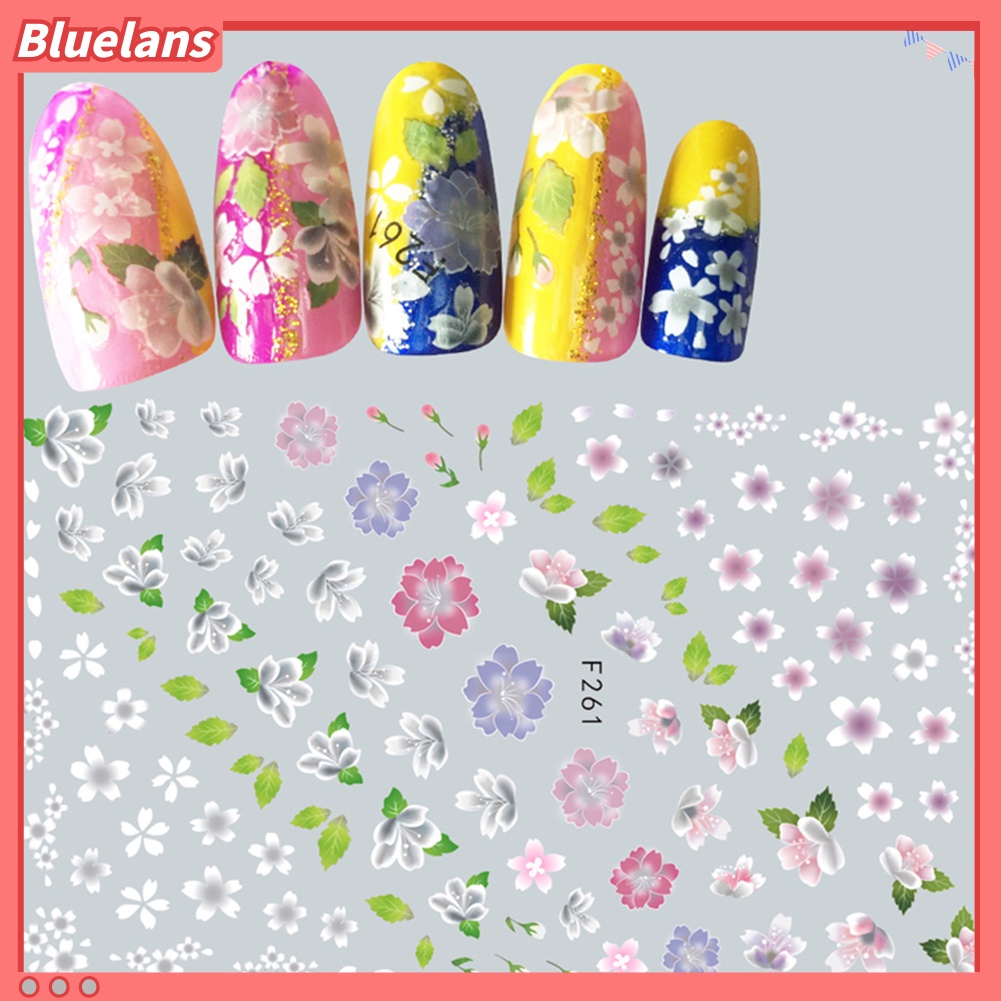 [BLM] 1lembar Snowflake Bunga Decals Nail Art Stiker Tips DIY Manicure Dekorasi