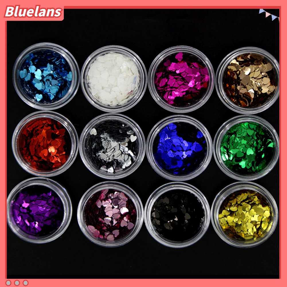 [BLM] 12pcs Banyak Bentuk Glitter Payet Nail Art Tips Decal Stiker Manicure Decor