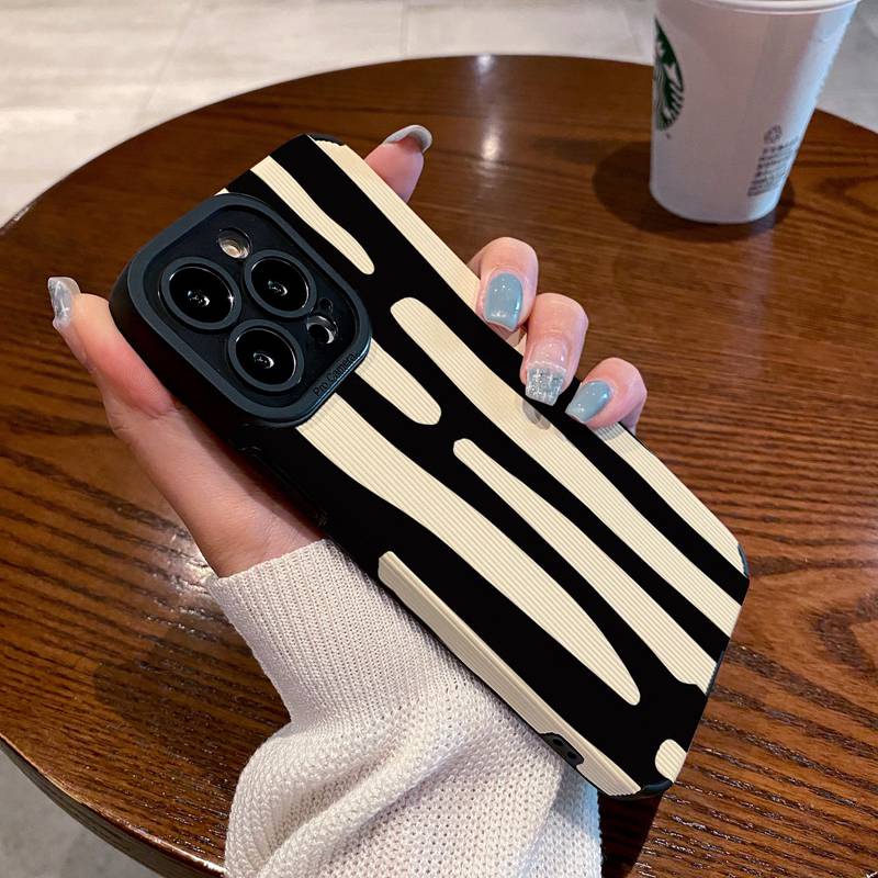 All New Hot Fashion Leather Soft Case IPhone 6S 7 Plus 8 Plus X XS XR XS Max 11 13 12 14 PRO Max 14 Plus SE Mini Phone Case Girl Girl Women Irregular black and white stripes