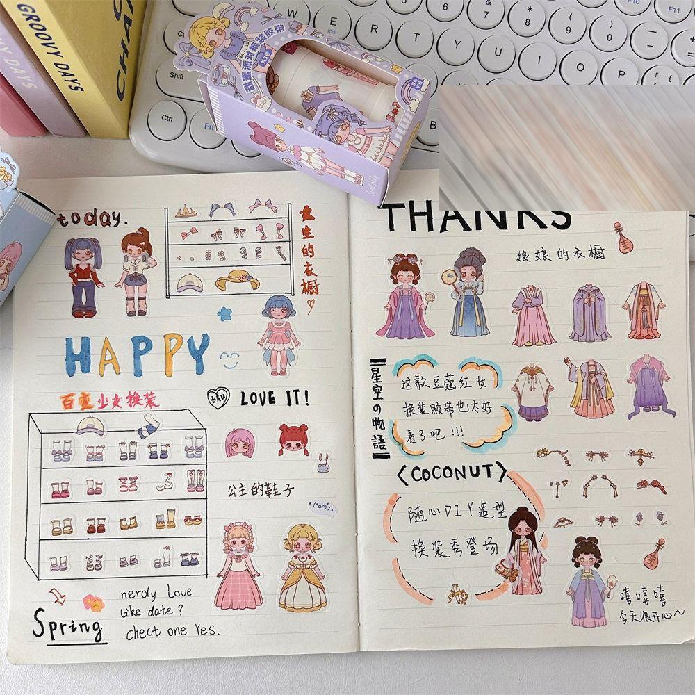 Mxbeauty Beauty Dress Up Tape Stiker Kartun 3roll Aesthetic Mainan Anak Akun Tangan Jurnal DIY Stiker Hias