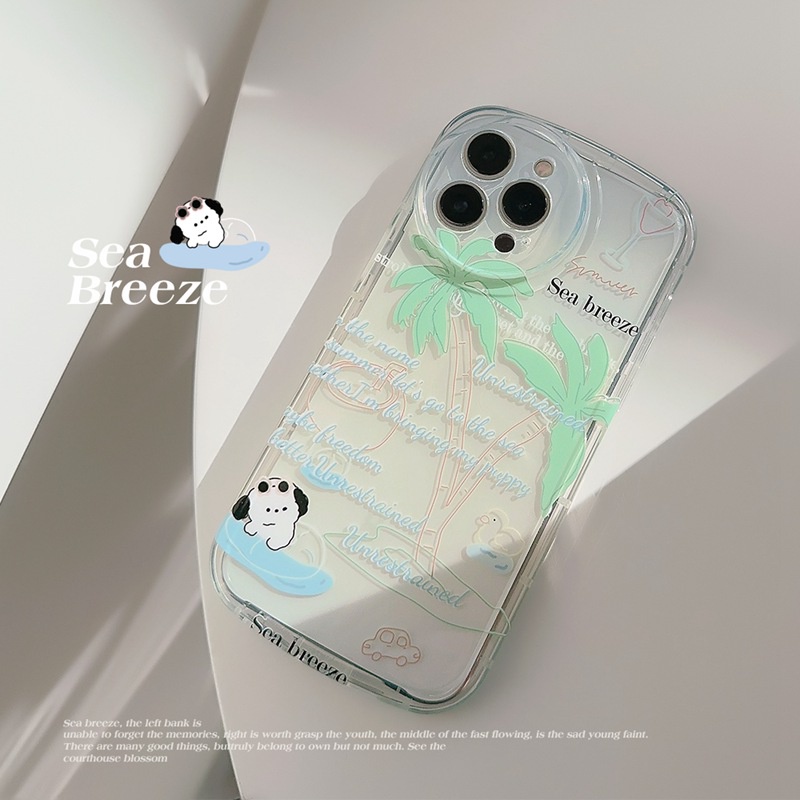 Ins Surfing Puppy Bening Lembut TPU Case iP iPhone 14+Plus 11 12 13 Pro Max IMD Gadis Wanita FTD Casing Apple