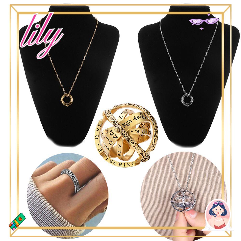 Lily Kalung Cincin Bola Astronomi Mode Cosmic Universe Rotating Clamshell