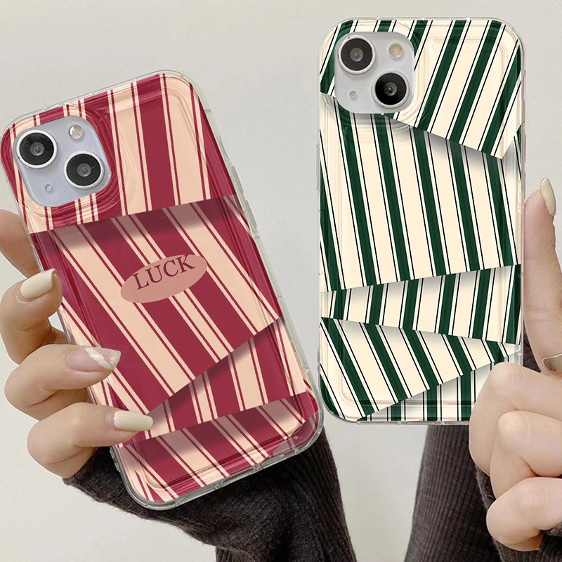 Vintage Stripe Case Untuk Oppo Realme C20A C21 C21Y C11 C3 C1 C20 C25 C25S C25Y C12 C15 10 9i 8i 8Pro 6i PH 5i 5s 9i U1 Reno 8 7 Lite Narzo 30 20 30A Airbag Shockproof Cover