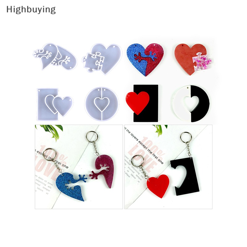 Hbid Cetakan Silikon Cetakan Resin Hati Gantungan Kunci Liontin Silicone Mold DIY Puzzle Keyring Glory