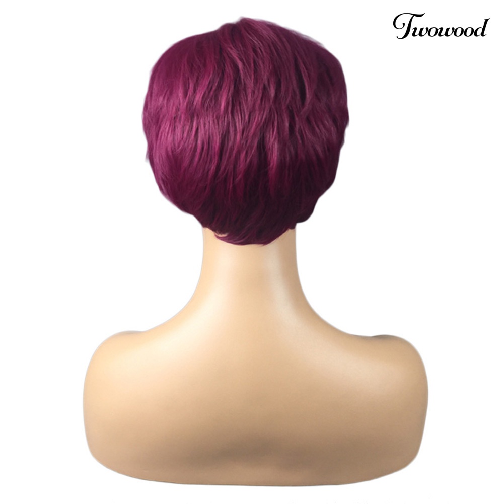 Twowood Fashion Anggur Merah Sintetis Wig Pendek Wanita Menawan Pesta Cosplay Sopak