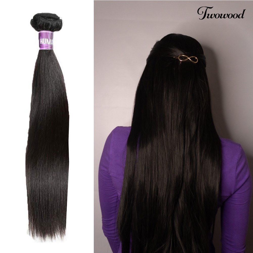 Twowood Wanita Lurus Panjang Rambut Sintetis Tahan Panas Serat Wig Ekstensi Sopak