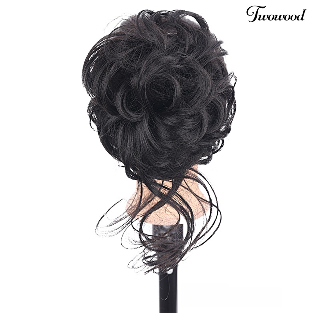 Twowood Grab Clip Wig Fluffy Soft Touch Realistis Tampilan Alami Wanita Jepit Rambut Wig Hitam Coklat Untuk Penggunaan Lady