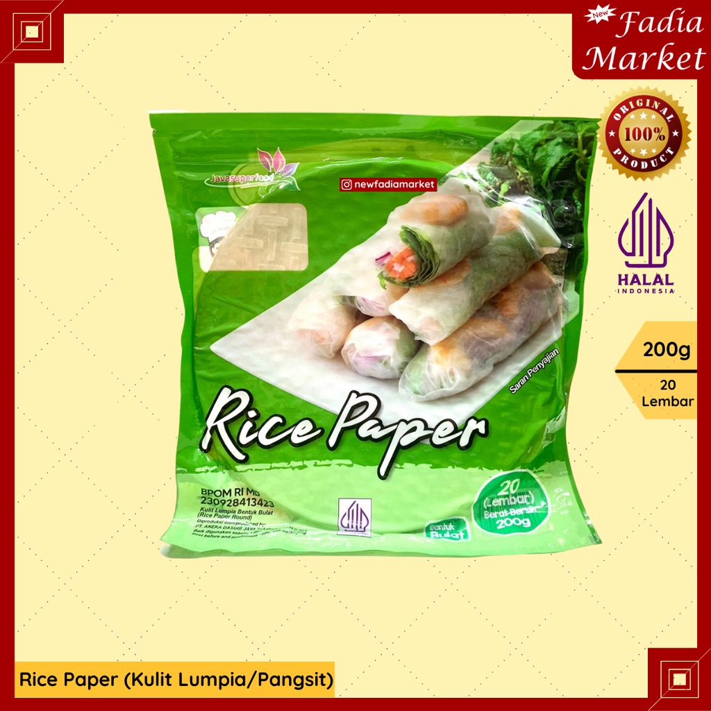 

Rice Paper Round Kulit Pangsit Lumpia Dumplings Bentuk Bulat 200g 20 Lembar Diameter 22cm