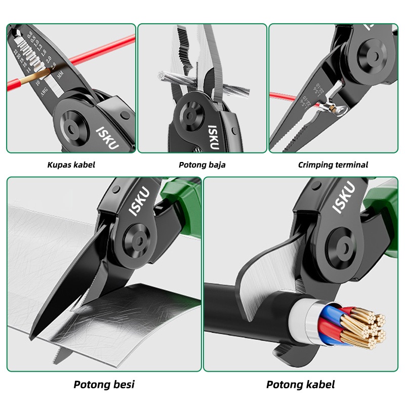 ISKU Tang 5 in 1 Tang kawat Tang Jepit Tang Lancip Tang Potong Tang Kombinasi