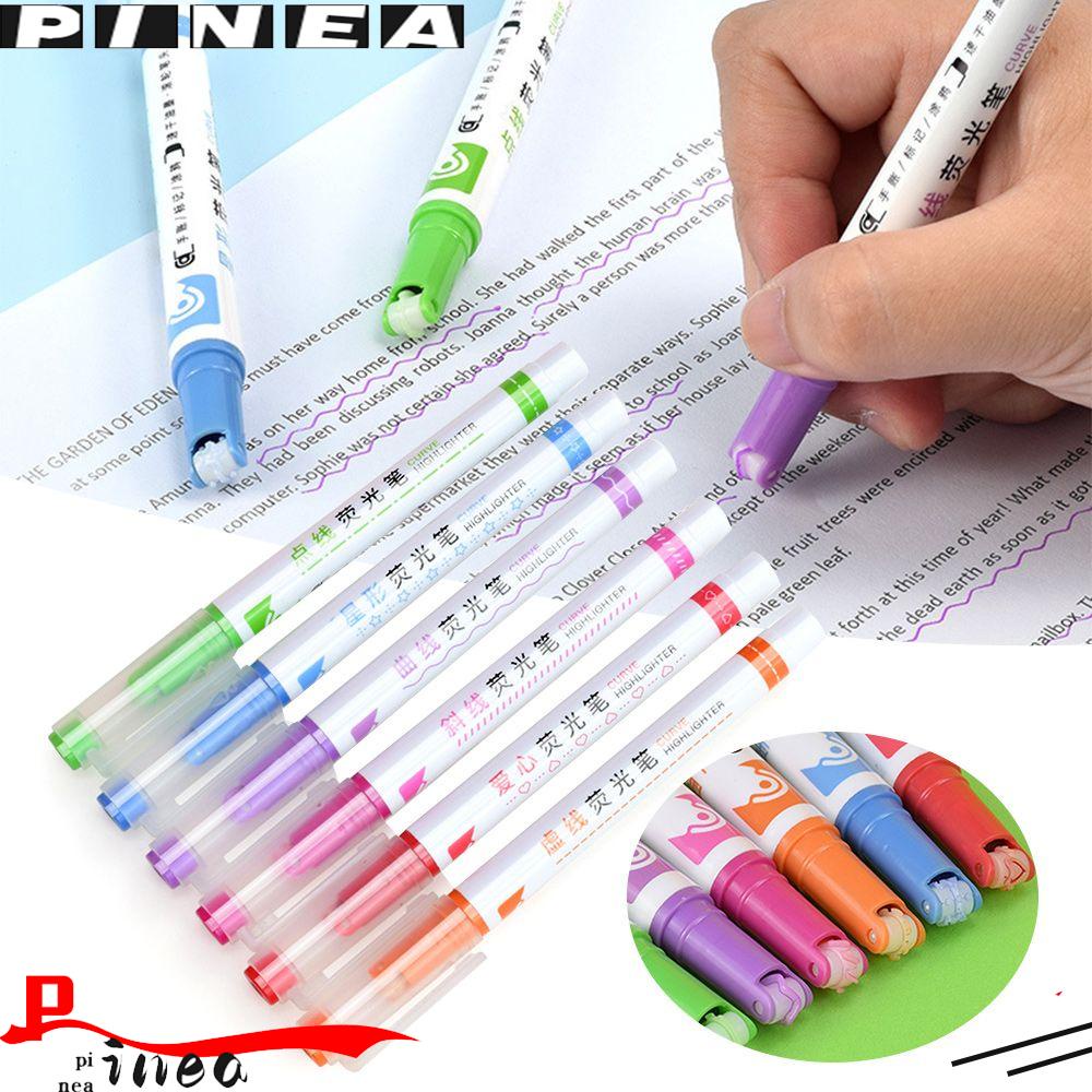 Nanas 6Pcs Curve Stabilo Pen Art Stationery Graffiti Berbentuk Bunga Natal Stabilo Terintegrasi Warna