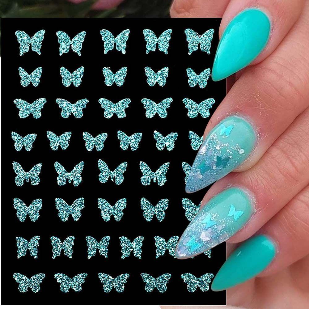 AUGUSTINA Stiker Kuku Kupu Agustina Colorful Aurora Twinkle Self Adhesive Dekorasi Kuku