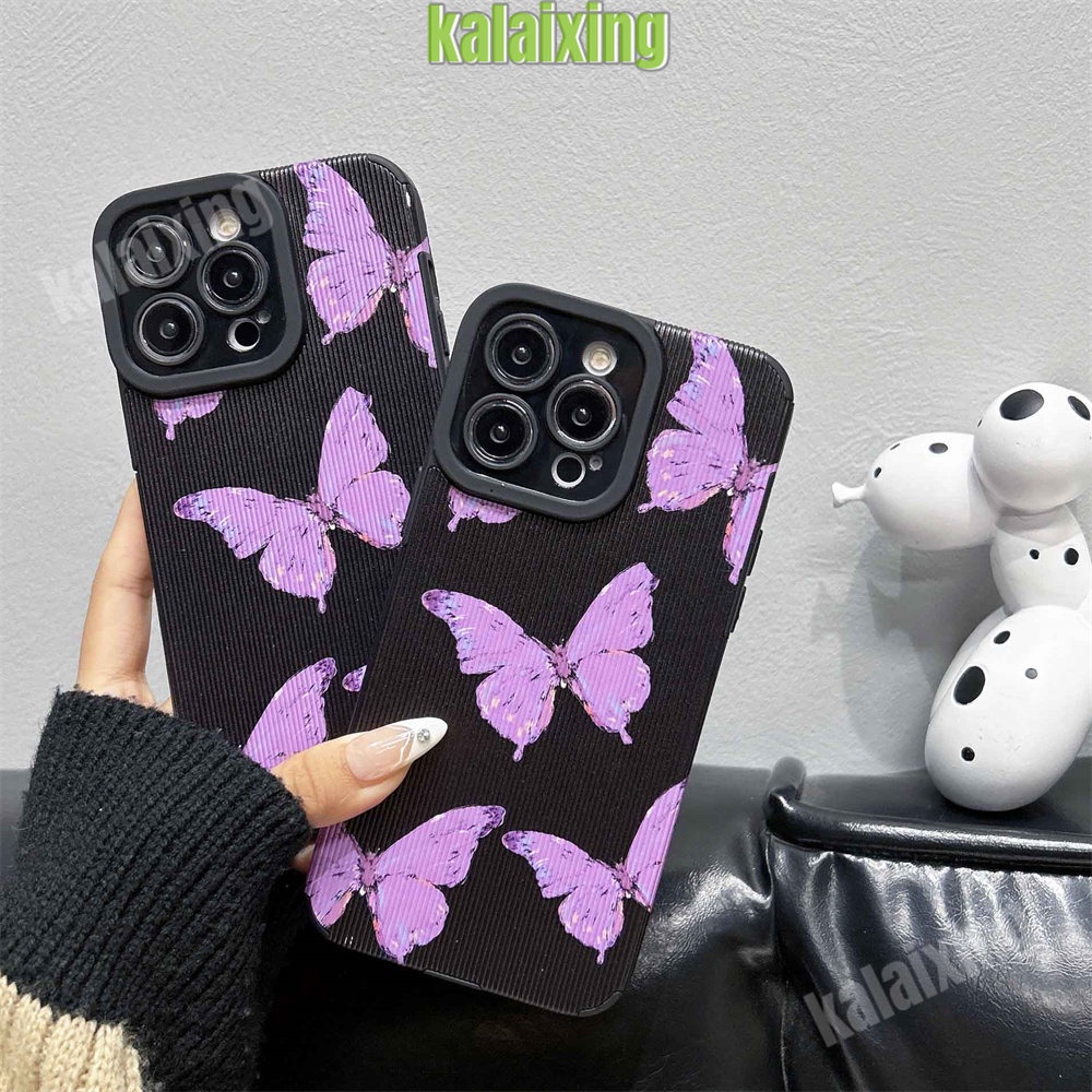 IPHONE Soft Case Kupu-Kupu Hitam Untuk Iphone11 12 13 14 Pro Max14 Plus Xs Max X XR 7 8 Plus Sarung Belakang Lembut