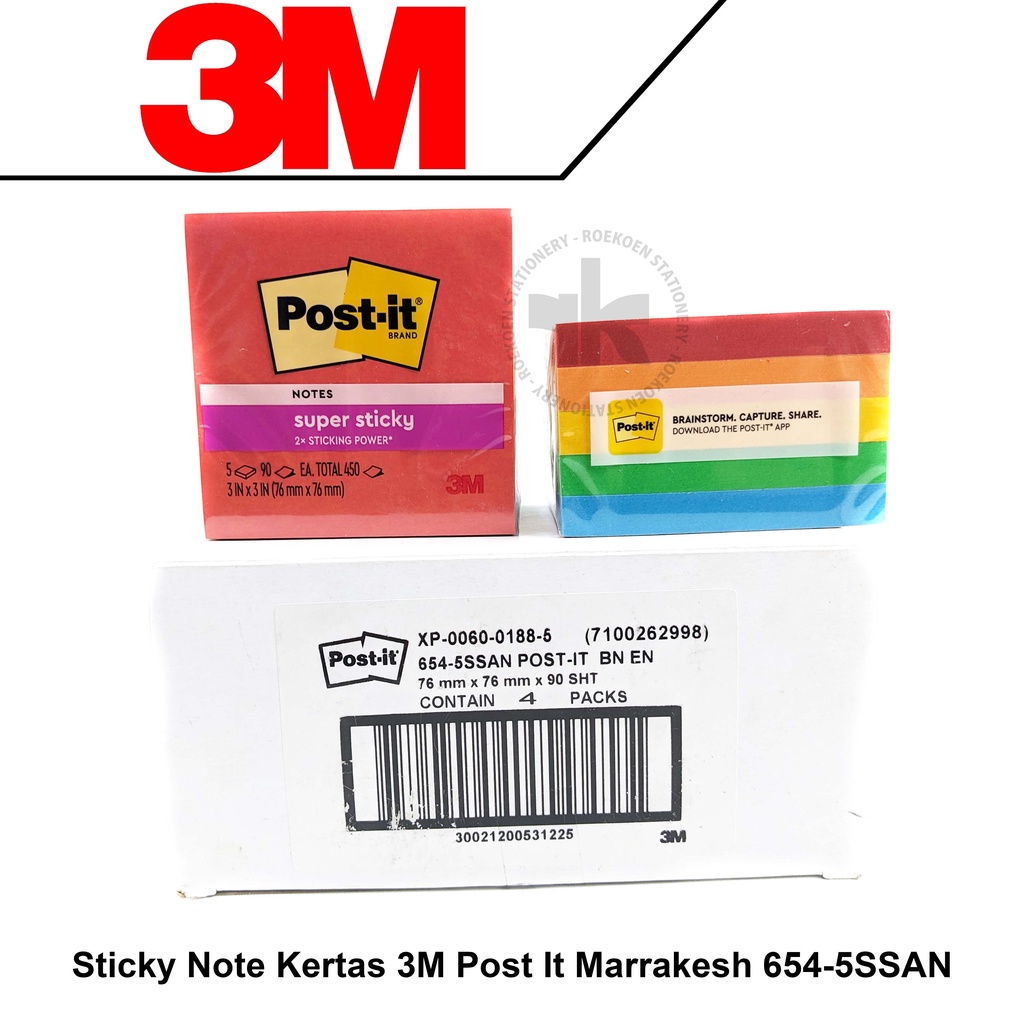 

3M Post-It Sticky Note Kertas 76x76mm 654-5SSAN (450 Sheets = 9 x 50 Marrakesh Colours)