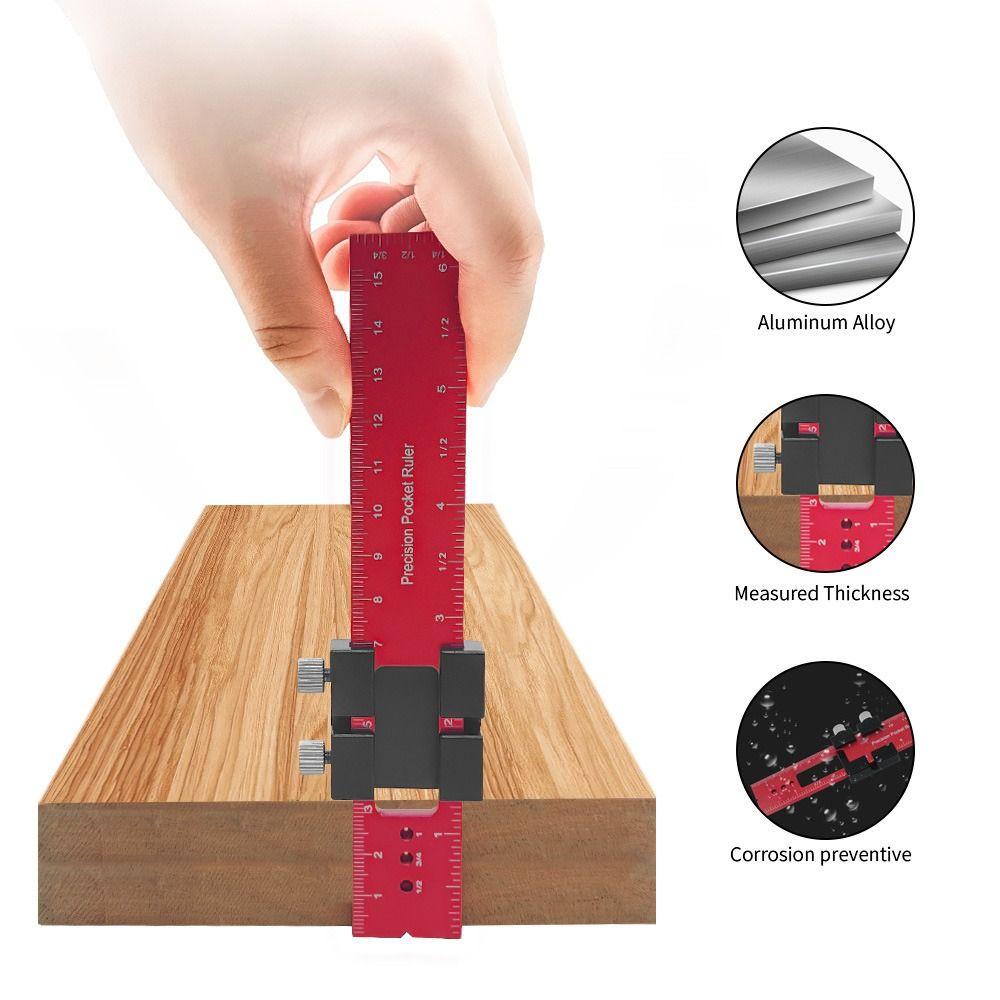 Top Scribing Ruler, Penggaris Posisi Paduan Aluminium, Kualitas Tinggi Sliding Adjustable Measure Tools Untuk Insinyur