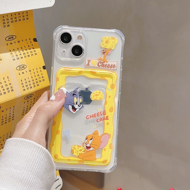 Card Case Cheese Tom &amp; Jerry Soft Case HP iP iPhone 14 13 12 11 Pro X XS XR Max 7 8 + Plus Yellow FTD Casing Apple