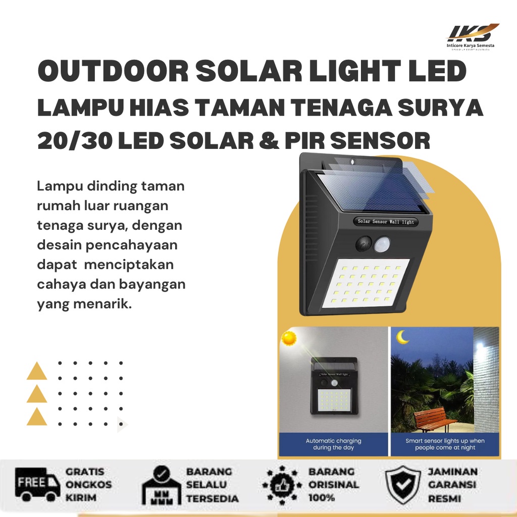 Outdoor Solar Light Led Lampu Hias Taman Tenaga Surya dengan PIR Sensor Gerak