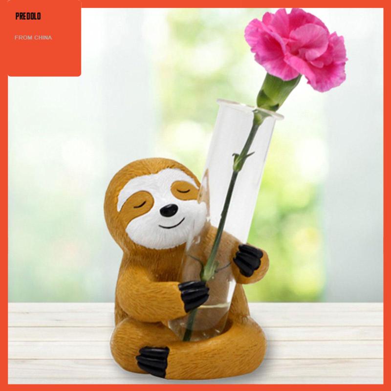 [Predolo] Vas Tabung Reaksi Bunga Art Sloth Patung Untuk Hotel Pindah Rumah Restoran