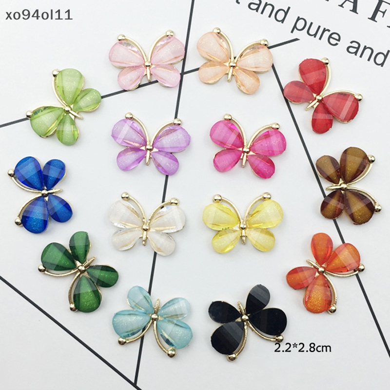 Xo 10pcs /set Kerajinan resin Butterfly flatback Scrapbooking Untuk Dekorasi Pernikahan Telepon OL