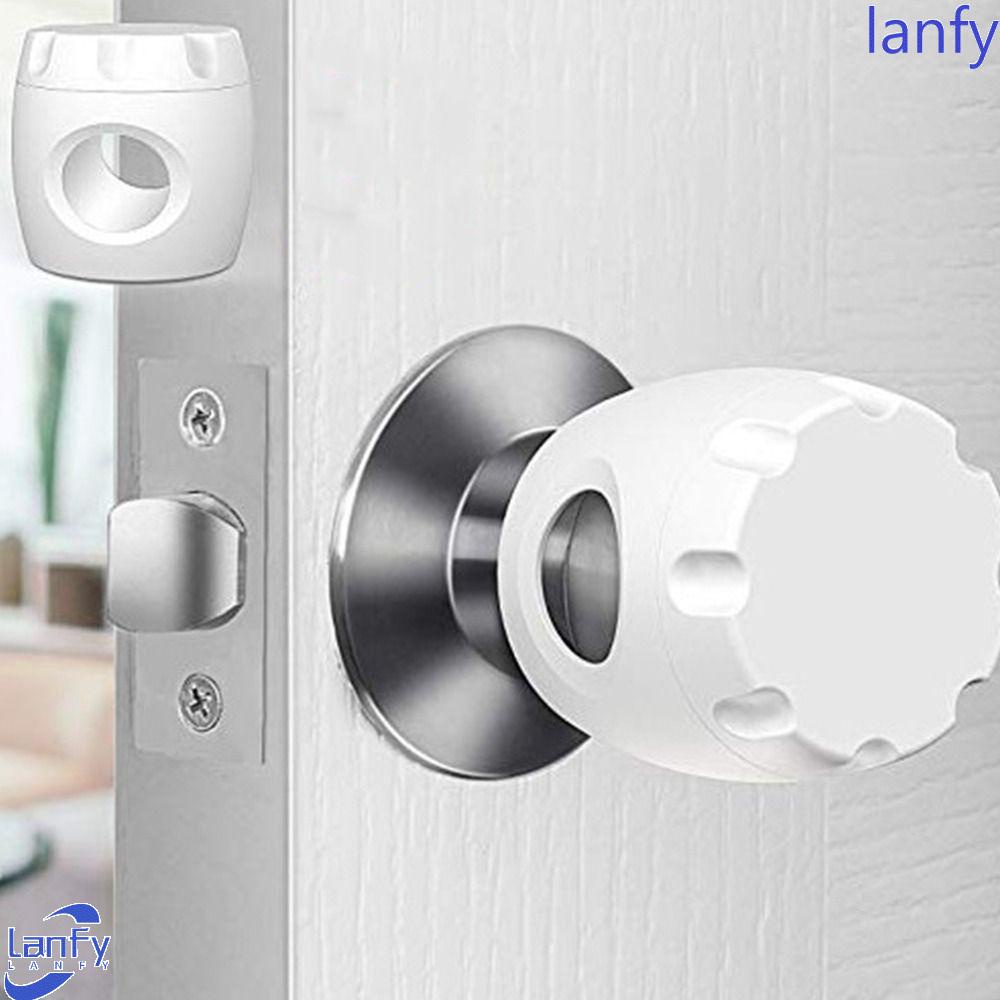 Lanfy Penutup Knob Pintu Anti-Tabrakan Lockable Care Bayi Plastik Bentuk Bola Anak Pelindung Aksesori Rumah