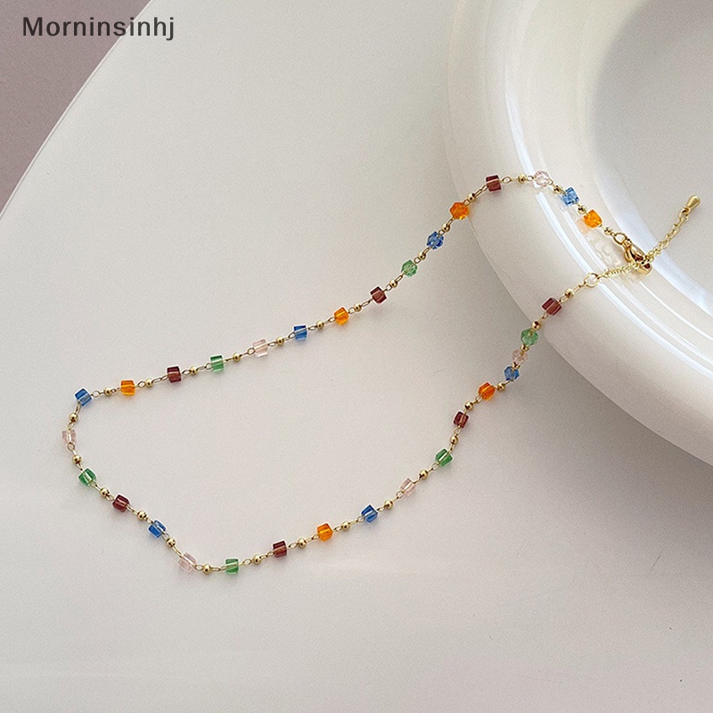 Mornin Bohemian Manik-Manik Kristal Warna-Warni Rumbai Gelang Fashion Kalung Sederhana Trendi Handmade Rantai Klavikula Untuk Wanita Perhiasan Hadiah id