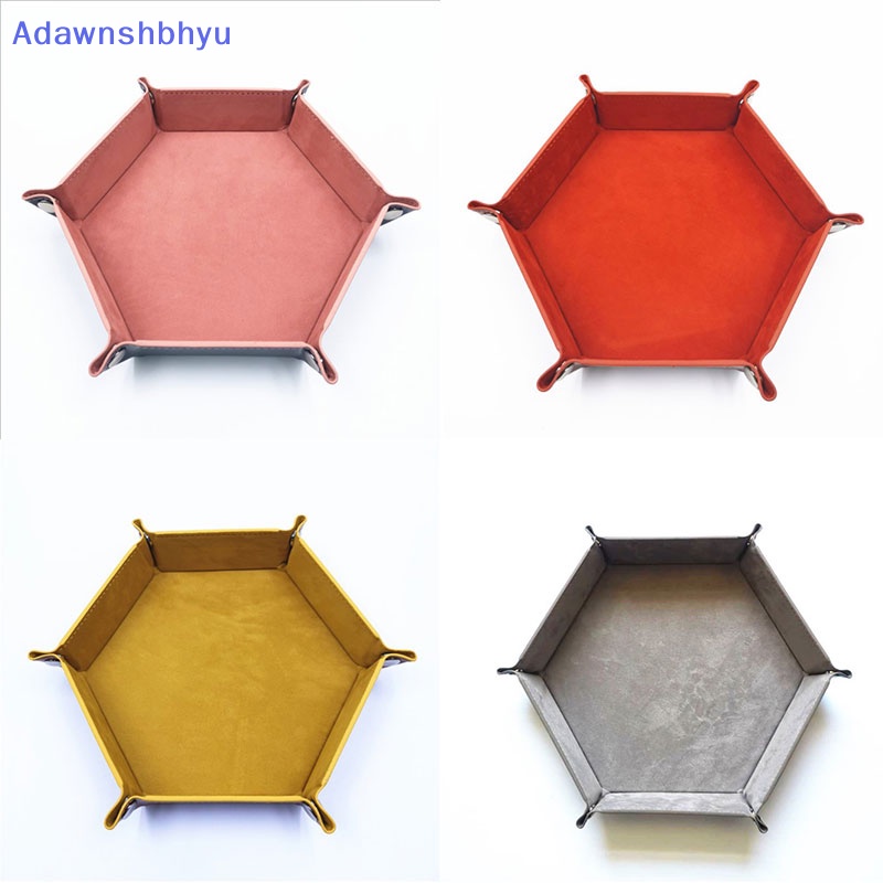 Adhyu Foldable Dice Tray Kotak PU Leather Lipat Hexagon Penyimpanan Coin Square Tray Dadu ID