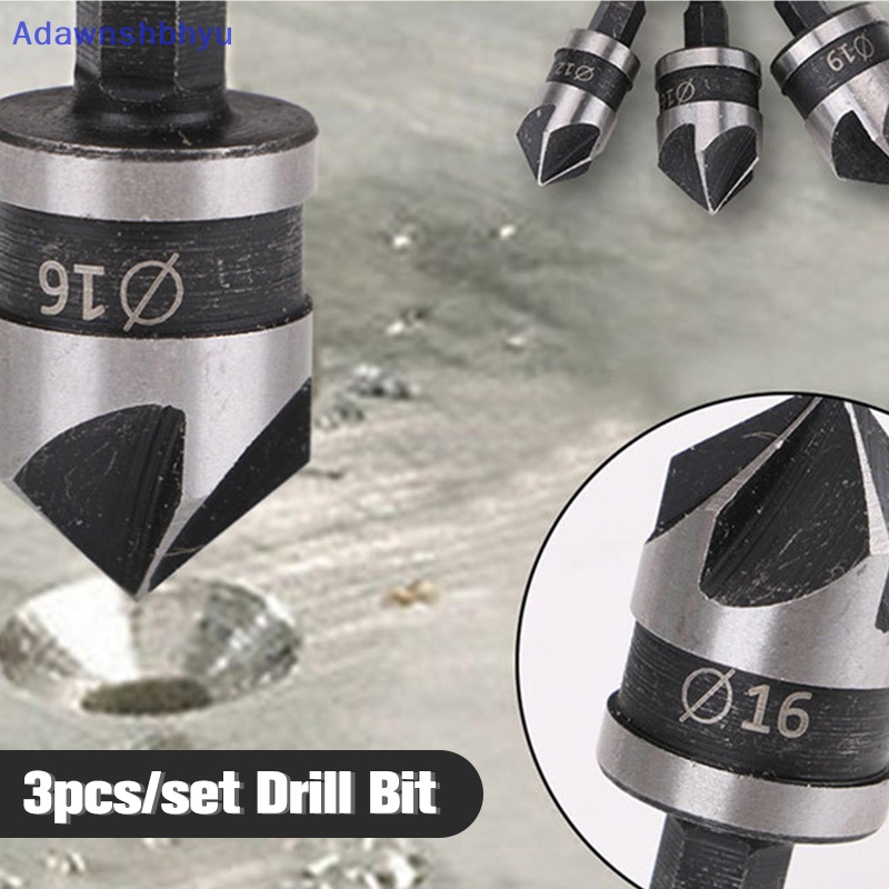 Adhyu 3Pcs Hex Countersink Boring Set Untuk Metal Drill Bit Tools Hexagonal Carbon Steel ID