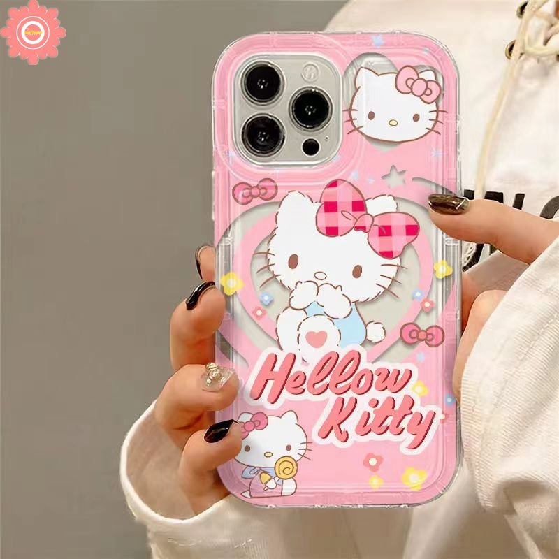 IPHONE Casing Ponsel Kuromi Cinta Hati Lucu Kompatibel Untuk Iphone11 13 12 14 11 Pro MAX XR 7Plus 78 6 6S Plus X XS MAX Fashion Kartun Indah Hello Kitty Doodle Tahan Guncangan Airbag Soft Case