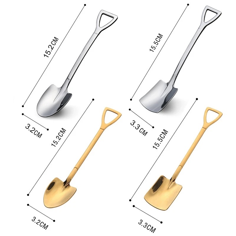 Sendok Sekop Stainless Steel Sendok Teh/Sekop Es Krim Dessert Buah Kreatif/Peralatan Makan Ladle Serbaguna/Sendok Pengaduk Kopi Tebal Berkualitas Tinggi