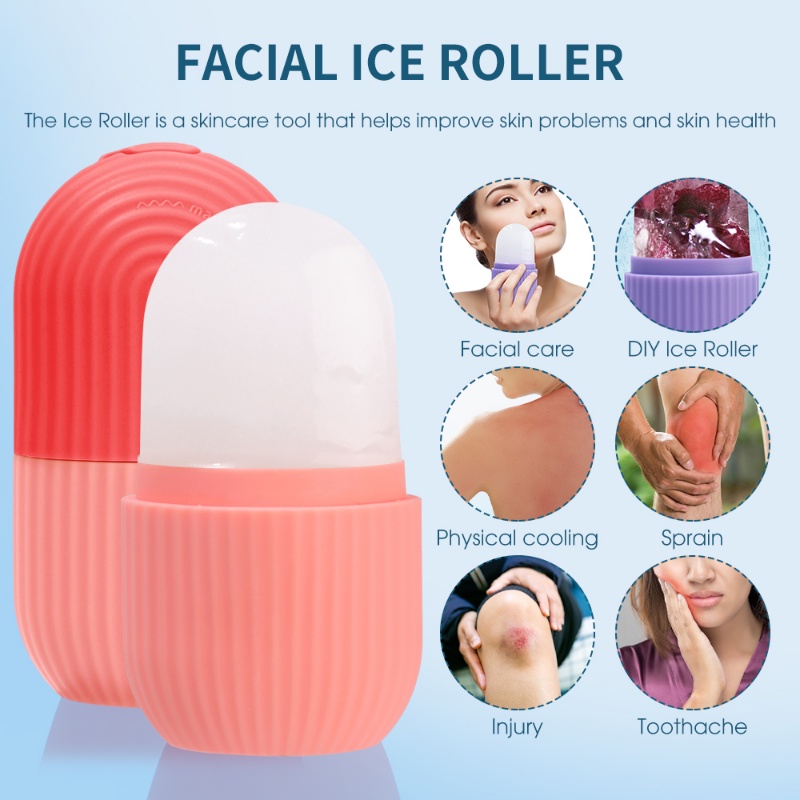 Roller Pijat Silikon Es Batu Wajah/ Safety Skin Lifting Contouring Massager/ Cetakan Nampan Pelembab Icing Bisa Dicuci